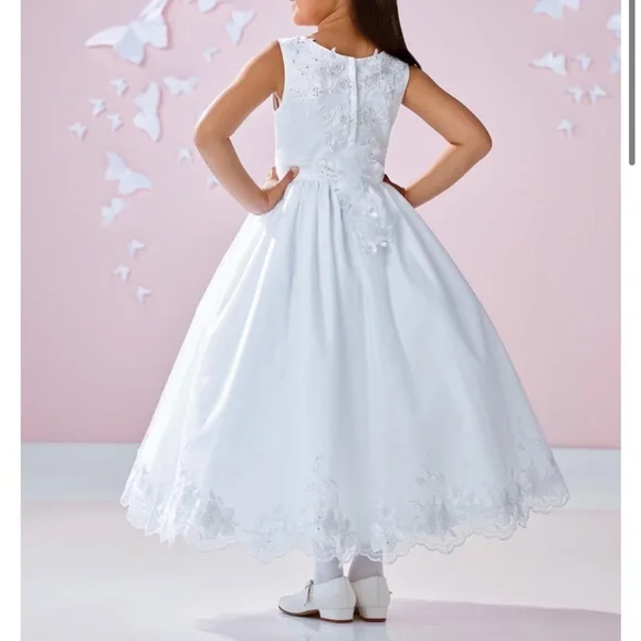 Brand New Joan Calabrese Elegant White Little Girl Formal Dress